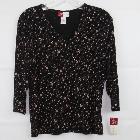 JM Collection Flowery Top Size XL 3/4 Sleeve NEW - Picture 4 of 7
